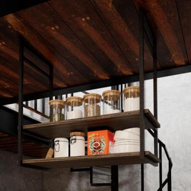 Imagem de Prateleira Nicho Estilo Industrial Suspensa Teto Parede 60Cm - Big Hou