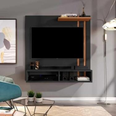Imagem de Painel Para Televisão Tv de Até 32 Polegadas Sun Com Nicho e Prateleira MDF (Preto/Freijó)