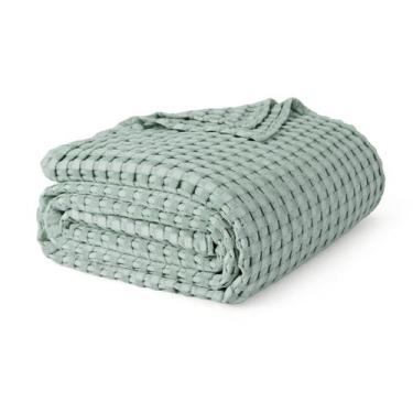 Imagem de Cobertor Queen Bedsure em Algodão Waffle - Verde Sálvia - Toque Fresco
