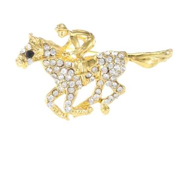 Imagem de Dreuyet Broche de cavalo Kentucky Derby terno de corrida de cavalos broche de lapela para mulheres homens strass ouro antigo cavalo animal broche esmalte Kentucky roupas roupas acessórios joias,