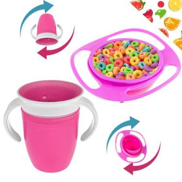 Imagem de Copo De Transição Treinamento e Pratinho 360 Bebê Infantil Antivazamen