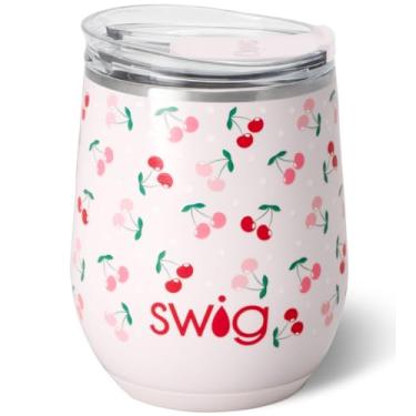 Imagem de Swig Life Copo de vinho de 340 g com tampa, aço inoxidável, lavável na lava-louças, portátil, copo de vinho com isolamento triplo (torta de cereja)