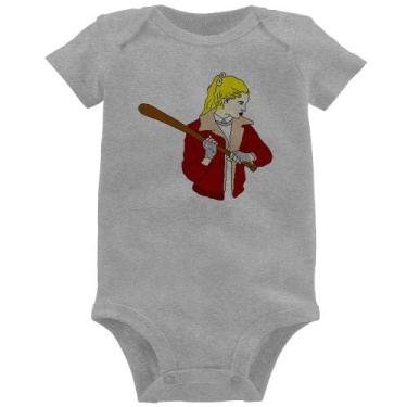 Imagem de Body Bebê Baseball Girl - Foca na Moda, Cinza, GG