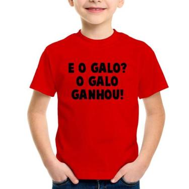 Imagem de Camiseta Infantil E o galo O galo ganhou! - Foca na Moda, Vermelho, 12