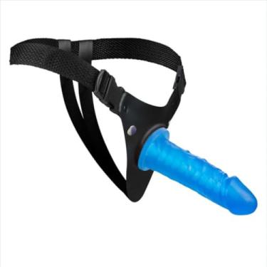 Imagem de Kit Cinta Com Prótese De Vértebra 15 X 4Cm Cinta Peniana Flexível Versátil Prazer Intenso e Seguro [AZUL]