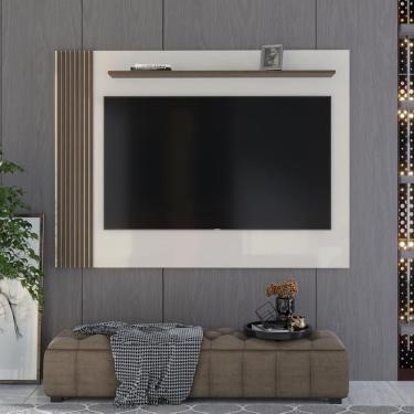 Imagem de Painel Ripado Para Tv Até 70 Polegadas Grécia 180cm Off White E Freijó