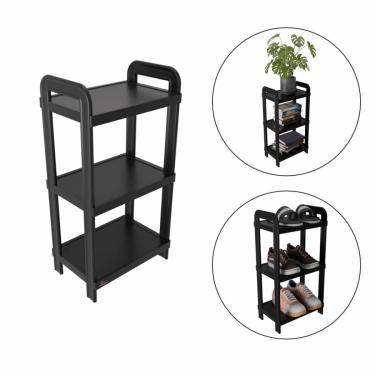 Imagem de Estante Modular organizadora Plastico Preta Com 3 Prateleiras (com Pezinho)