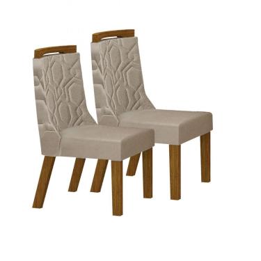 Imagem de Kit 02 Cadeiras Sala De Jantar Agata Madeira Moveis Leifer Freijó, joli Camurça