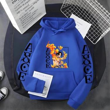 Imagem de Novo One Piece anime Ace moletom com capuz de lã transfronteiriça masc