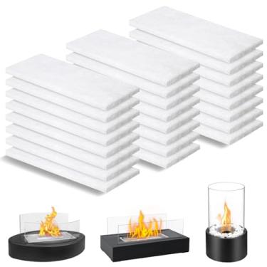 Imagem de GCVOPTON 24 Pavios De Lã Cerâmica Para Fogueira Mesa (4,7" X 2" 0,2" A) Prolongar O Tempo Queima, Esponja Fibra Adequada Combustível Lareira Etanol