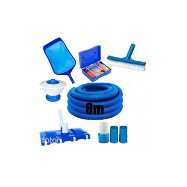 Imagem de KIT Limpeza Completo Para Piscinas / Aspirador 8 Rodas - Brustec, Sem 