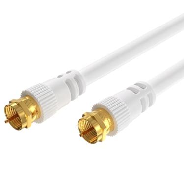 Imagem de Cables Direct Online Cabo Coaxial 3,5 m RG6 Branco - Cabo Coaxial RG6 Macho F Tipo Extensão Fio de Áudio Digital Vídeo para Antena de TV a Cabo, Antena Parabólica Interna e Externa