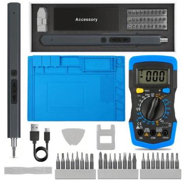 Imagem de Kit Chave Precisão Elétrica Parafusadeira Recarregável + Manta 45x30cm