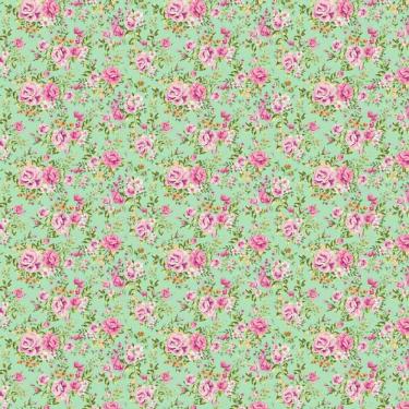 Imagem de Papel De Parede Floral Rosas Fundo Verde Adesivo Sala Quarto