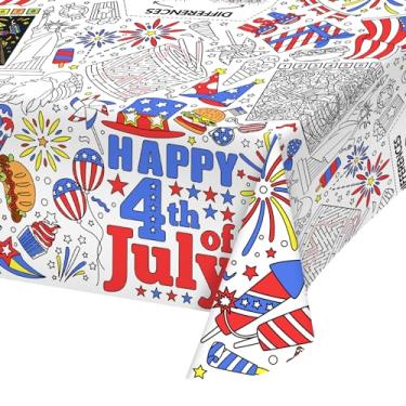 Imagem de Gatherfun Toalha de mesa de papel descartável colorida para festa patriótica de 4 de julho | Conjunto de decorações de festa do Dia da Independência de 137 x 223 cm para eventos temáticos da bandeira