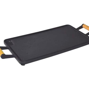 Imagem de Chapa Ferro Fundido com Alças de Madeira 30x62cm