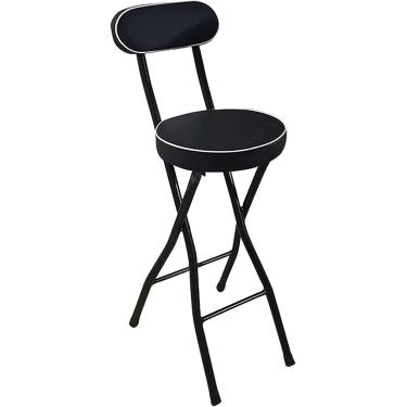 Imagem de Banco dobrável da barra, cadeira dobrável de altura do balcão com assento acolchoado, 22/26/26 polegadas 55/60/65 cm de balídios redondos portáteis com backrest, fezes dobráveis ​​para adult