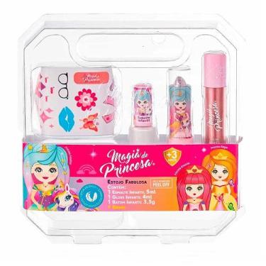 Imagem de Kit Infantil Magia de Princesa Esmalte + Batom + Gloss + Brinde Fabulo