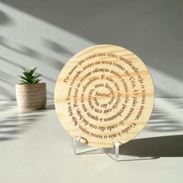 Imagem de Enfeite Para Sala Quadro Decorativo Oração Pai Nosso Feito em Madeira 