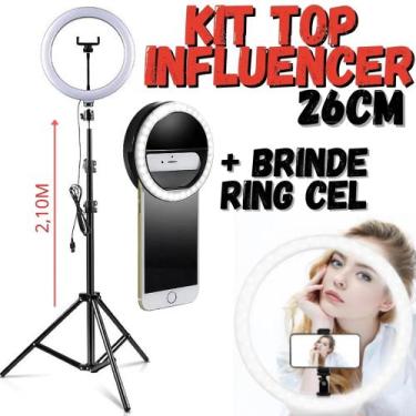 Imagem de Ring Light Iluminador 26cm 10 Polegadas + Tripé Completo - Brinde - Hi