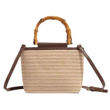 Imagem de Bolsa feminina de palha trançada para mulheres 2025 verão versátil Hobo bolsa transversal praia férias bolsa de palha 2025, Marrom, One Size