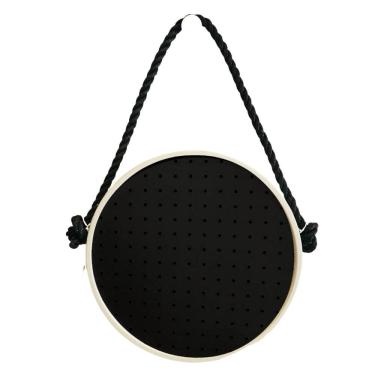 Imagem de Pegboard Adnet Branco Couro Preto Fundo Preto 40 Cm Redondo