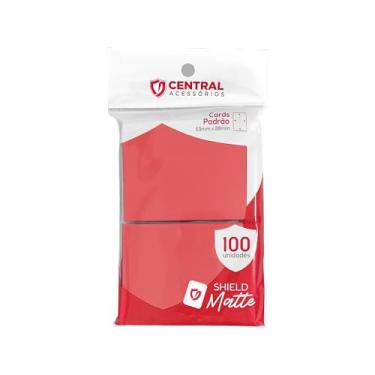 Imagem de Shield Matte Standard Cor Vermelho Fosco Sleeve com 100 Protetores de cartas cartinhas para TCG Magic, K-POP, Dorama e outrs Cardgames