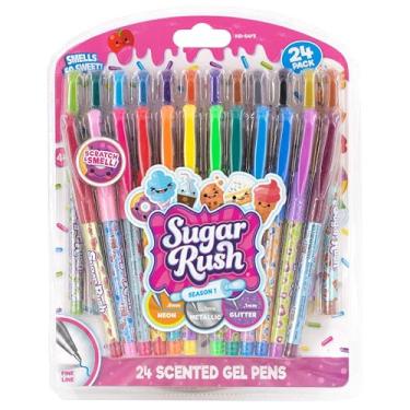Imagem de Scentos Sugar Rush Canetas de gel coloridas para crianças - Canetas perfumadas de doces - Canetas de gel de ponta média para colorir - Para crianças a partir de 4 anos - 24 unidades (glitter metálico)