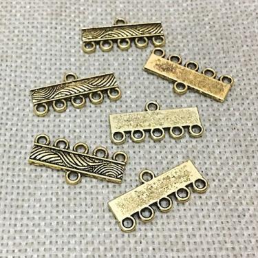 Imagem de 20 peças Colar Conector Joias Acessórios Cordão Pulseira Camada Fivela Pingente Bails Tassel Lustre Brincos de gota Correntes Etiquetas Berloques (15 mm 3 Orifícios, Ouro), Antique Gold, 21 mm 5 hole, 1