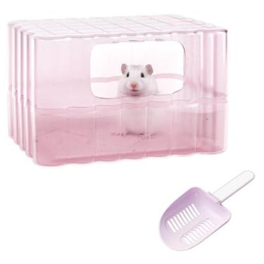 Imagem de Recipiente de banho com suporte para hamster - banheiro de animais pequenos banheiro banheiro banheiro e escavação casa de banho chinchila poeira