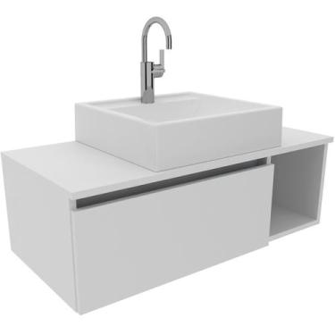 Imagem de Gabinete de Banheiro 80 cm com Cuba 1 Porta e Nicho - Tecnomobili, Bra