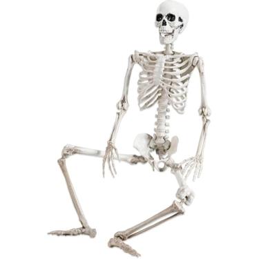 Imagem de Abakuku Decorações de esqueleto de Halloween de 91 cm, ossos humanos para festa de Halloween com juntas móveis, para casas assombradas, gramado frontal, adereços de cemitério