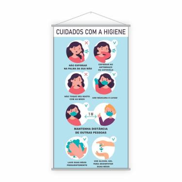Imagem de Banner Escolar Cuidados Higiene Prevenção Doenças 120X65Cm