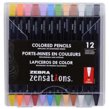 Imagem de Zebra Zensations Lapiseira de cor, ponta de 2,0 mm, grafite colorido sortido, 12 unidades