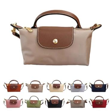 Imagem de Mini bolsa transversal feminina - bolsa de ombro com alça ajustável, bolsa pequena e espaçosa com bolsos com zíper para chaves de carteira de telefone, Caqui, 7.5 inches