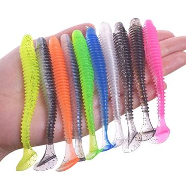 Imagem de ZZTWER Iscas de pesca sem-fim 5 cm 7 cm 9 cm dupla cor silicone cauda macia iscas artificiais isca de natação wobblers de baixo isca de natação
