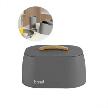 Imagem de Porta Pão Grande Lata Pães Metalla Bread Com Tampa Chumbo Ou