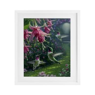 Imagem de Stupell Industries Impressão emoldurada branca para jardim de beija-flor design sob vidro por Collin Bogle, 53 x 43 cm