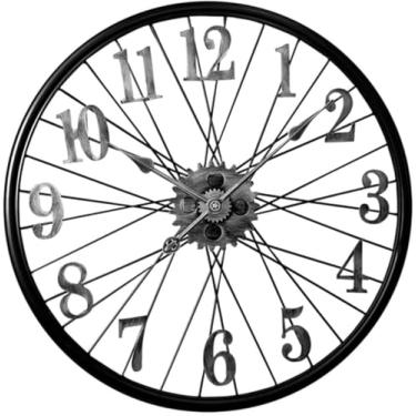 Imagem de Criativo Forma De Roda De Bicicleta Relógio De Parede De Metal Vintage Grande Sala De Estar Pendurado Relógios Relógio Interior Moderno Home Decor Horologe, C57 Silver