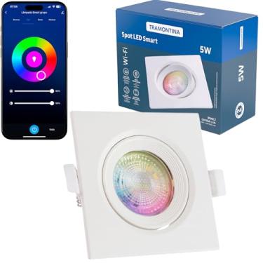 Imagem de Tramontina Spot Smart​ LED Quadrado de Embutir 5W Inteligente (Compatível com Alexa) Wi-Fi + Bluetooth​ 16 Milhões de Cores