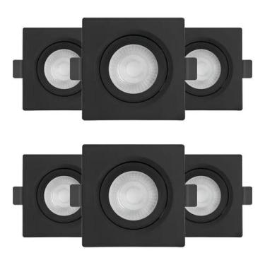Imagem de Kit 6 black & decker spot led quad. 5w 3000k 100-240v preto - BLACK&DE
