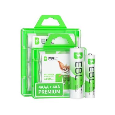 Imagem de Baterias recarregáveis EBL AA 2800mAh, pacote com 4, pacote com 4 pilh