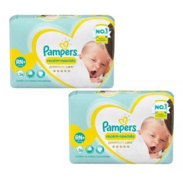 Imagem de Kit 2 Fraldas Recem Nascido Premium Care Rn Pampers c/ 36 Unidades cad