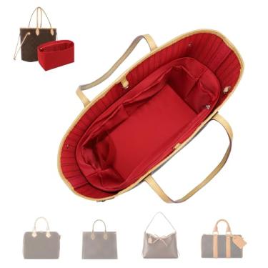 Imagem de ArcDiary Inserção organizadora de bolsa, bolsa macia e sedosa com 8 tamanhos, serve para bolsas Longchamp, Neverful, Gyard e mais (pequeno, rubi)