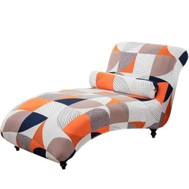 Imagem de XYDHQS Capa para espreguiçadeira sem braços, capa para espreguiçadeira elástica, capa estampada para espreguiçadeira, lavável na máquina para sala de estar e quarto (laranja)