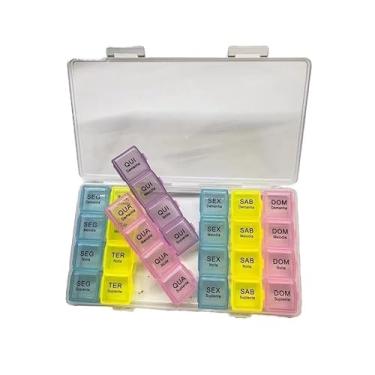 Imagem de Porta Comprimidos Organizador De Remedios Semanal Caixa Para Medicamentos Colorido