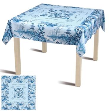 Imagem de HunnmingRe Mahjong Toalha de mesa chinoiserie Mahjong tapetes azul floral cartão toalha de mesa 139.7 cm x 139.7 cm Instruções de jogo quadrado para iniciantes jogo de tabuleiro de cartas presente
