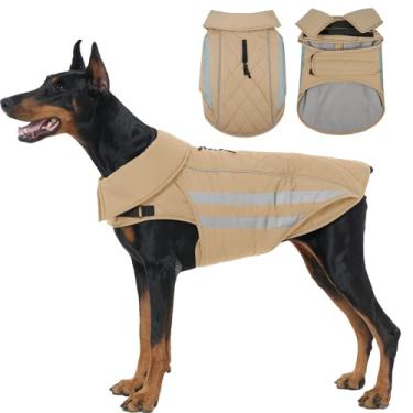 Imagem de IECOii Jaqueta de lã para cães – Jaqueta refletiva e impermeável para cães, casaco de inverno ajustável para aquecer chuva de neve, alemão e pastor, cáqui, tamanhos 2GG