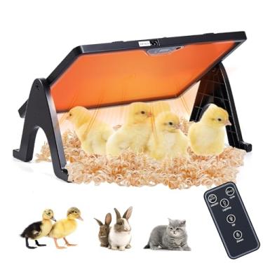Imagem de Sreinar Novo aquecedor de galinheiro inteligente com controle remoto, sensor de temperatura adaptável embutido, temperatura ajustável, painéis de aquecimento de chocadeira com temporizador e