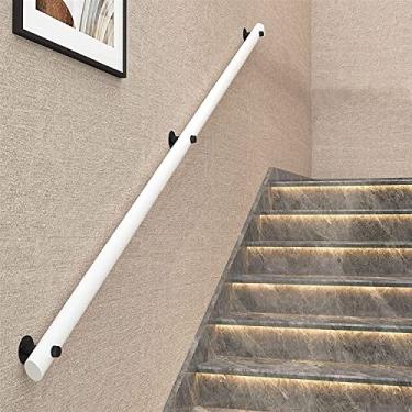 Imagem de NEWCES Corrimãos de madeira antiderrapantes para escadas internas de 0,5 m - 3,6 m corrimãos de pinho profissional kit completo haste de suporte de segurança de corredor branco barra de apoio de escada sem barreira para idosos (tamanho: 4,5 m)